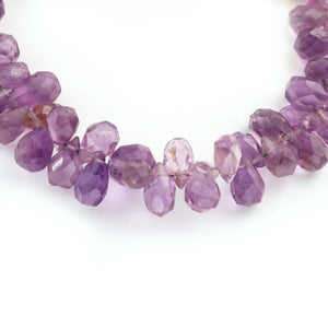 1  Strand  Amethyst  Faceted Briolettes  -Tear Shape  Briolettes - 8mmx5mm -6.5 Inches BR1790