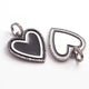 1 Pc Pave Diamond Black & White Bakelite Heart 925 Sterling Silver Pendant- 33mmx25mm PDC1890 - Tucson Beads