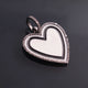 1 Pc Pave Diamond Black & White Bakelite Heart 925 Sterling Silver Pendant- 33mmx25mm PDC1890 - Tucson Beads