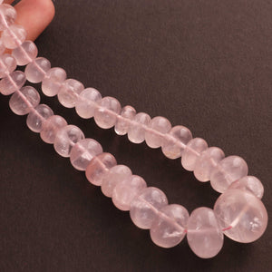 1  Strand Rose Quartz Smooth Rondelles -6mm-14mm 18 Inches BR1767