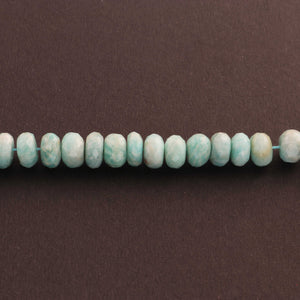 1 Long Strand Amazonite Faceted Rondelles -  7mm-10mm 8 Inches BR1765