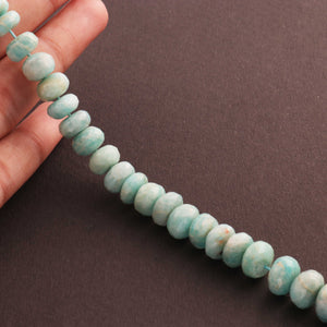 1 Long Strand Amazonite Faceted Rondelles -  7mm-10mm 8 Inches BR1765