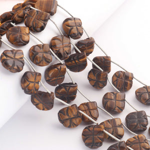 1 Strand Brown Tiger Eye Smooth Carving Briolettes -Heart Shape Briolettes -16mmx16mm-17mmx17mm - 9 Inches BR0428 - Tucson Beads