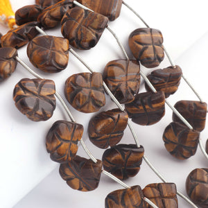 1 Strand Brown Tiger Eye Smooth Carving Briolettes -Heart Shape Briolettes -16mmx16mm-17mmx17mm - 9 Inches BR0428 - Tucson Beads