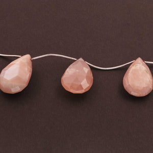 1 Strands Peach Moonstone Faceted  Briolettes -   -22mmx15mm-30mmx20mm 11 Inches BR1825