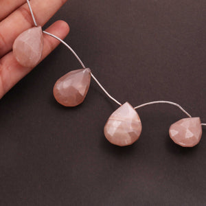 1 Strands Peach Moonstone Faceted  Briolettes -   -22mmx15mm-30mmx20mm 11 Inches BR1825