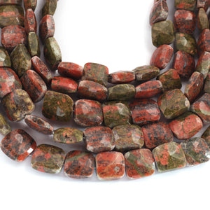 1 Strand Unakite Faceted Chicklet Beads- Faceted Chicklet Briolettes - 7mm-10mm 8 Inches BR1821