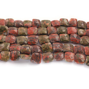 1 Strand Unakite Faceted Chicklet Beads- Faceted Chicklet Briolettes - 7mm-10mm 8 Inches BR1821