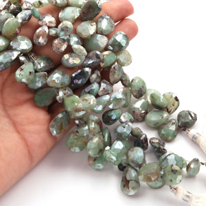 1 Strand Finest Quality Shaded Emerald  silver coated  Pear Briolettes - 7.5 inch 9mmx7mm-18mmx11mm BR1822