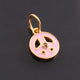 1 Pc Pave Diamond Enamel Peace Shape Pendant, Yellow Gold Vermeil, 15mmx13mm Bakelite Pendant in 10 Colors, You Choose PDC00165