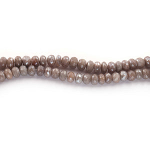 1 Strand Gray Moonstone Silver Coated Faceted Rondelles - Gray Moonstone  7mm-8mm 7.5 Inches BR1836