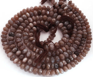 1 Long Strand Chocolate Moon Stone Faceted Rondelles - 8mm-10mm 16 Inches BR1837