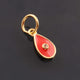 1 Pc Pave Diamond Enamel Pear Drop Pendant, Yellow Gold Vermeil, 13mmx7mm Bakelite Pendant in 10 Colors, You Choose PDC00158