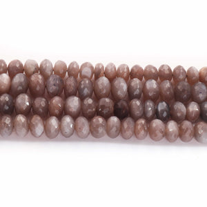 1 Long Strand Chocolate Moon Stone Faceted Rondelles - 8mm-10mm 16 Inches BR1837