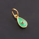 1 Pc Pave Diamond Enamel Pear Drop Pendant, Yellow Gold Vermeil, 13mmx7mm Bakelite Pendant in 10 Colors, You Choose PDC00158