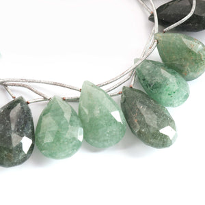 1  Strand  Green Rutile Faceted Briolettes -Pear  Shape  Briolettes - 20mmx13mm-29mmx19mm-10 Inches BR1831