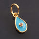 1 Pc Pave Diamond Enamel Pear Drop Pendant, Yellow Gold Vermeil, 13mmx7mm Bakelite Pendant in 10 Colors, You Choose PDC00158