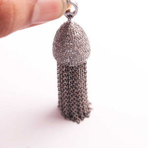 1 Pc Pave Diamond Tassel Pendant -925 Sterling Silver - Diamond Tassel Pendant 2 Inches PD227 - Tucson Beads