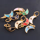 1 Pc Pave Diamond Enamel Moon Pendant, Yellow Gold Vermeil, 16mmx4mm Bakelite Pendant in 10 Colors, You Choose PDC00168