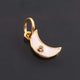 1 Pc Pave Diamond Enamel Moon Pendant, Yellow Gold Vermeil, 16mmx4mm Bakelite Pendant in 10 Colors, You Choose PDC00168