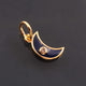 1 Pc Pave Diamond Enamel Moon Pendant, Yellow Gold Vermeil, 16mmx4mm Bakelite Pendant in 10 Colors, You Choose PDC00168