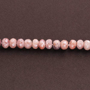 1  Strand Peach Moonstone Silver Coated Faceted Roundelles - Gemstone Beads 3mm-7mm 14 Inches BR1848