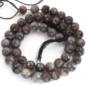 1 Strands Gray Moonstone Coated Faceted Ball Bead -  9mm 14 Inches BR1847