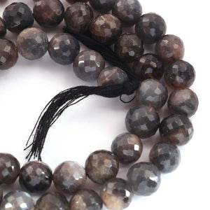 1 Strands Gray Moonstone Coated Faceted Ball Bead -  9mm 14 Inches BR1847