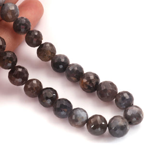 1 Strands Gray Moonstone Coated Faceted Ball Bead -  9mm 14 Inches BR1847