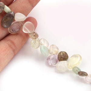 1  Strand Multi Stone Smooth Briolettes -  Mix Stone Heart & Pear Shape  Briolettes - 6mmx7mm-19mmx9mm - 8 Inches BR1841