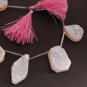 1 Strand Pink  Druzy Briolettes -  Agate Druzy Side Drilled Briolettes - 21mmx21mm-37mmx19mm 10.5 Inches BR1814