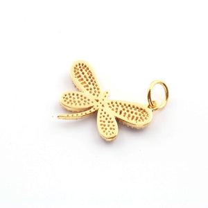 1 Pc Pave Diamond Dragonfly Charm Pendant, 925 Sterling Yellow Gold Vermeil  18mmx26mm Pave Diamond Jewelry, PDC00080 - Tucson Beads