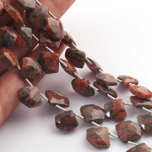 1 Strand Unakite Faceted Briolettes -  Fancy Shape Briolettes -16mmx12mm-10mmx10mm -10 Inches BR03534 - Tucson Beads