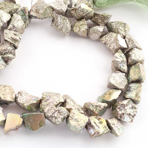 1 Strand  Green Pyrite Free From Shape Center Drill Brioellets-  Nuggets Briolette 9mmx10mm-15mmx9mm 8 Inches BR1878