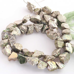 1 Strand  Green Pyrite Free From Shape Center Drill Brioellets-  Nuggets Briolette 9mmx10mm-15mmx9mm 8 Inches BR1878