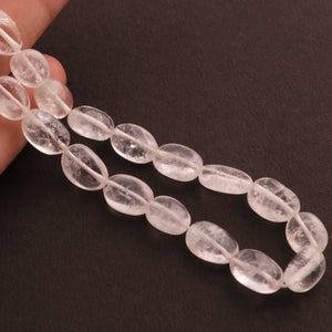 1 Strands Crystal Quartz Smooth Briolettes - Oval Shape Beads - 12mmx8mm-9mmx8mm 13 Inches BR1887