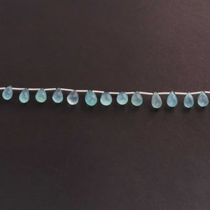 1 Strand Aqua Chalcedony  Faceted  Briolettes - Tear Drop  Shape  Briolettes - 9mmx6mm-11mmx7mm - 9 Inches BR01690