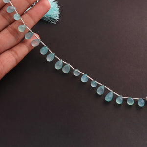 1 Strand Aqua Chalcedony  Faceted  Briolettes - Tear Drop  Shape  Briolettes - 9mmx6mm-11mmx7mm - 9 Inches BR01690