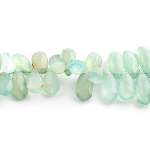 1 Strand Aqua Chalcedony Faceted Briolettes - Pear Shape , Jewelry Making Supplies -  13mmx7mm-20mmx7mm- 7 Inches BR4359