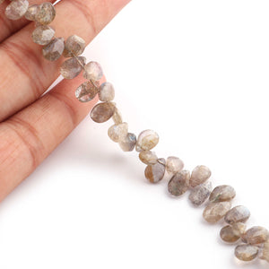 1 Strand Labradorite Faceted Briolettes  -Pear Shape Briolettes-9mmx5mm-8 Inches BR4355