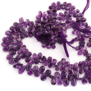 1 Strand Amethyst Smooth Pear Briolettes- Semi Precious Gemstone Pear Shape Briolettes -6mmx6mm -13mmx7mm 12.5 Inches BR0460