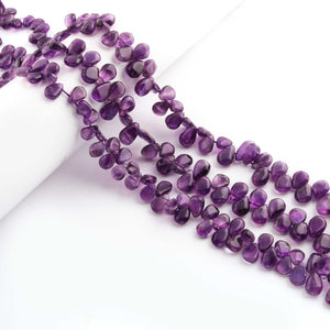 1 Strand Amethyst Smooth Pear Briolettes- Semi Precious Gemstone Pear Shape Briolettes -6mmx6mm -13mmx7mm 12.5 Inches BR0460