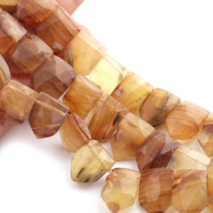 1  Strand Yellow Opal Faceted Briolettes Pentagon Shape Briolettes  17mmx13mm-19mmx13mm-9 Inches BR3096