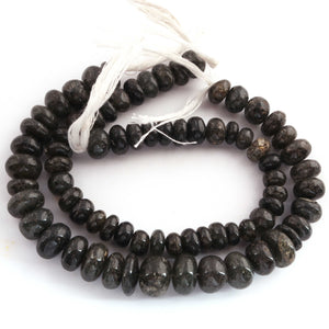 1  Strand Natural Black Rutile Smooth Rondelles -Gem Stone Beads Plain Rondelles  Beads, 7mm-8mm ,8 Inches BR03000