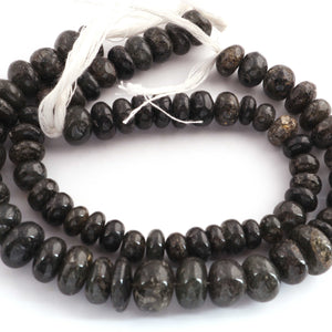 1  Strand Natural Black Rutile Smooth Rondelles -Gem Stone Beads Plain Rondelles  Beads, 7mm-8mm ,8 Inches BR03000