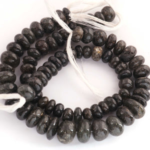 1  Strand Natural Black Rutile Smooth Rondelles -Gem Stone Beads Plain Rondelles  Beads, 7mm-8mm ,8 Inches BR03000