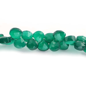 1 Strand Green Onyx  Faceted Briolettes - Heart Shape Briolettes - 9mmx9mm-10mmx9mm- 7 Inches BR02743