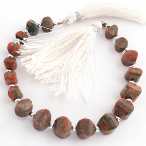 1 Strand  Unakite Faceted Briolettes - Fancy Shape Briolettes -7mm-10mm - 10.5 Inches BR1604