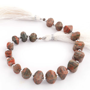 1 Strand  Unakite Faceted Briolettes - Fancy Shape Briolettes -7mm-10mm - 10.5 Inches BR1604