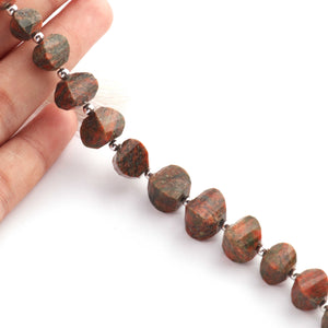 1 Strand  Unakite Faceted Briolettes - Fancy Shape Briolettes -7mm-10mm - 10.5 Inches BR1604